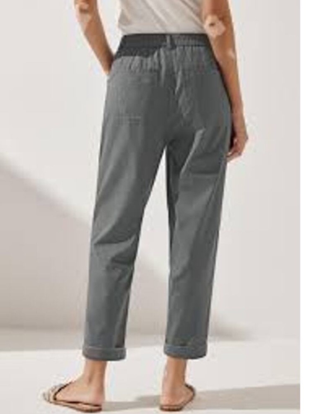 NWT Lintico Pants Grey Button Fly Straight Taper Stretch Waist Linen Blend XL - Picture 2 of 5